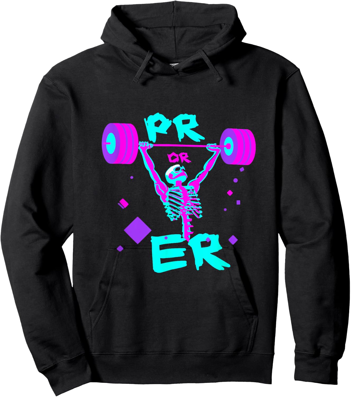 Funny Weight Lifting Power Lifting Vaporwave Meme 80s Neon Hoodie - Hoodie | Black