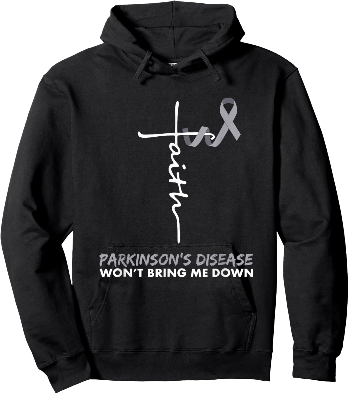Parkinson's Disease Awareness - Gray Ribbon - Faith Hoodie - Hoodie | Black