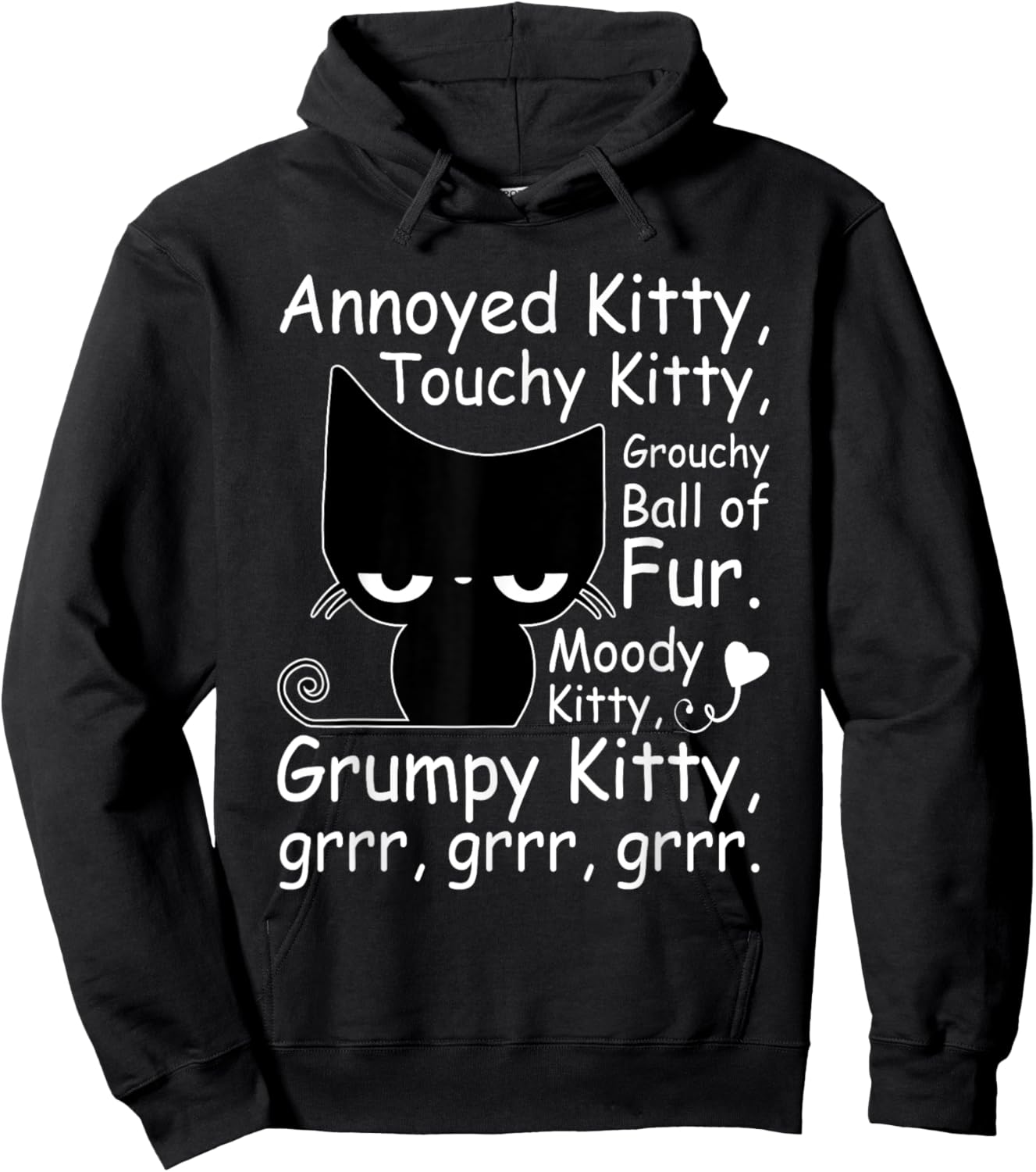 Angry Cat Kitten Lover Funny Attitude Fur Pet Owner Hoodie - Hoodie | Black