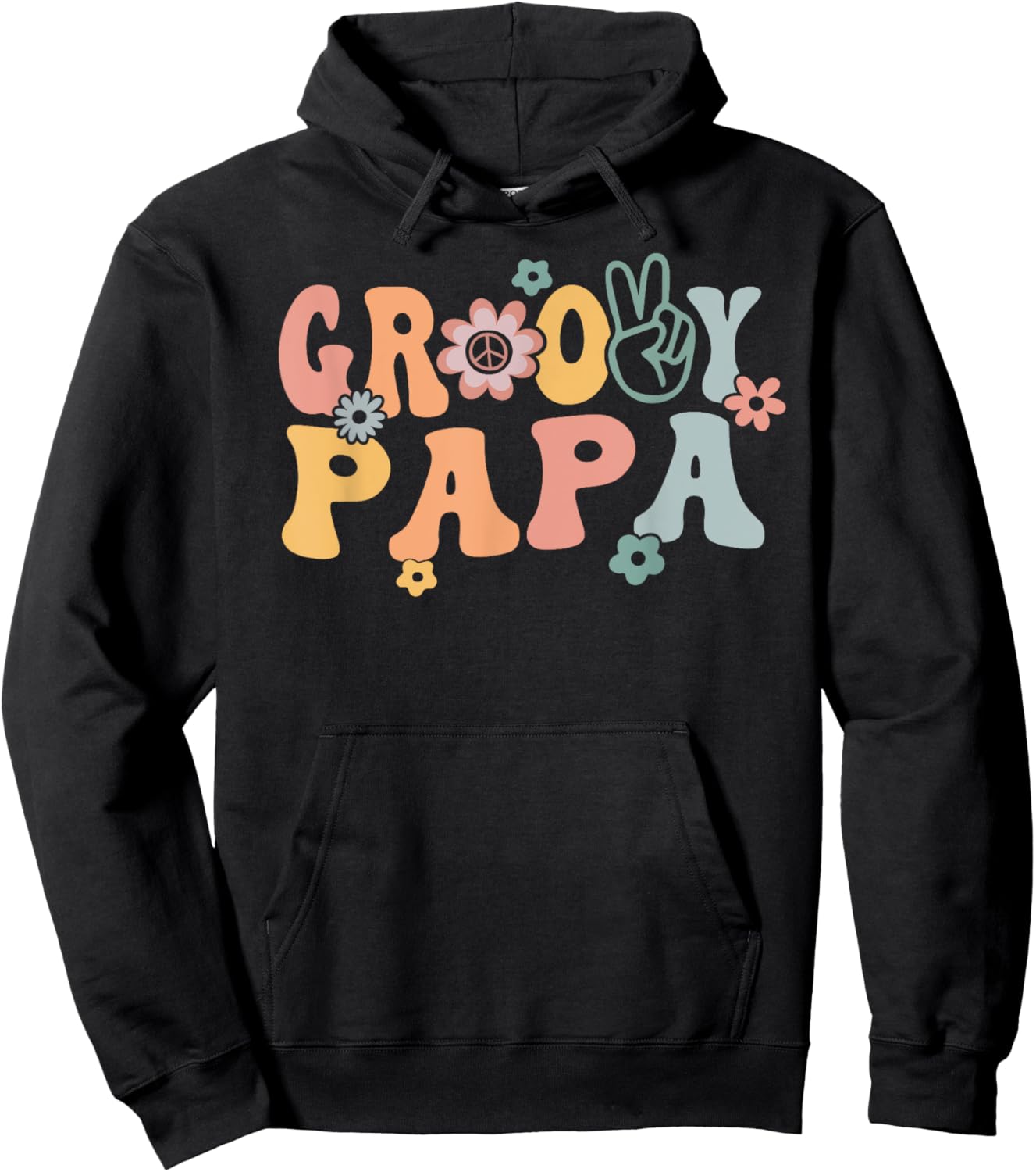 Groovy Papa Retro Dad Matching Family 1st Birthday Party Hoodie - Hoodie | Black