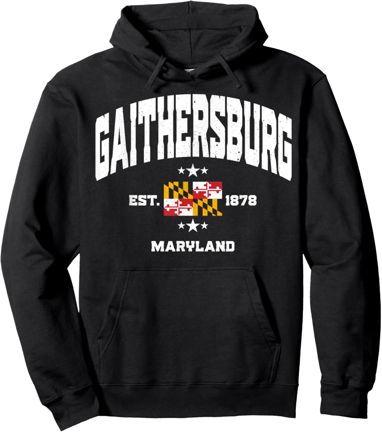 Athletic Gaithersburg Maryland MD Retro Throwback Souvenir Hoodie - Hoodie | Black
