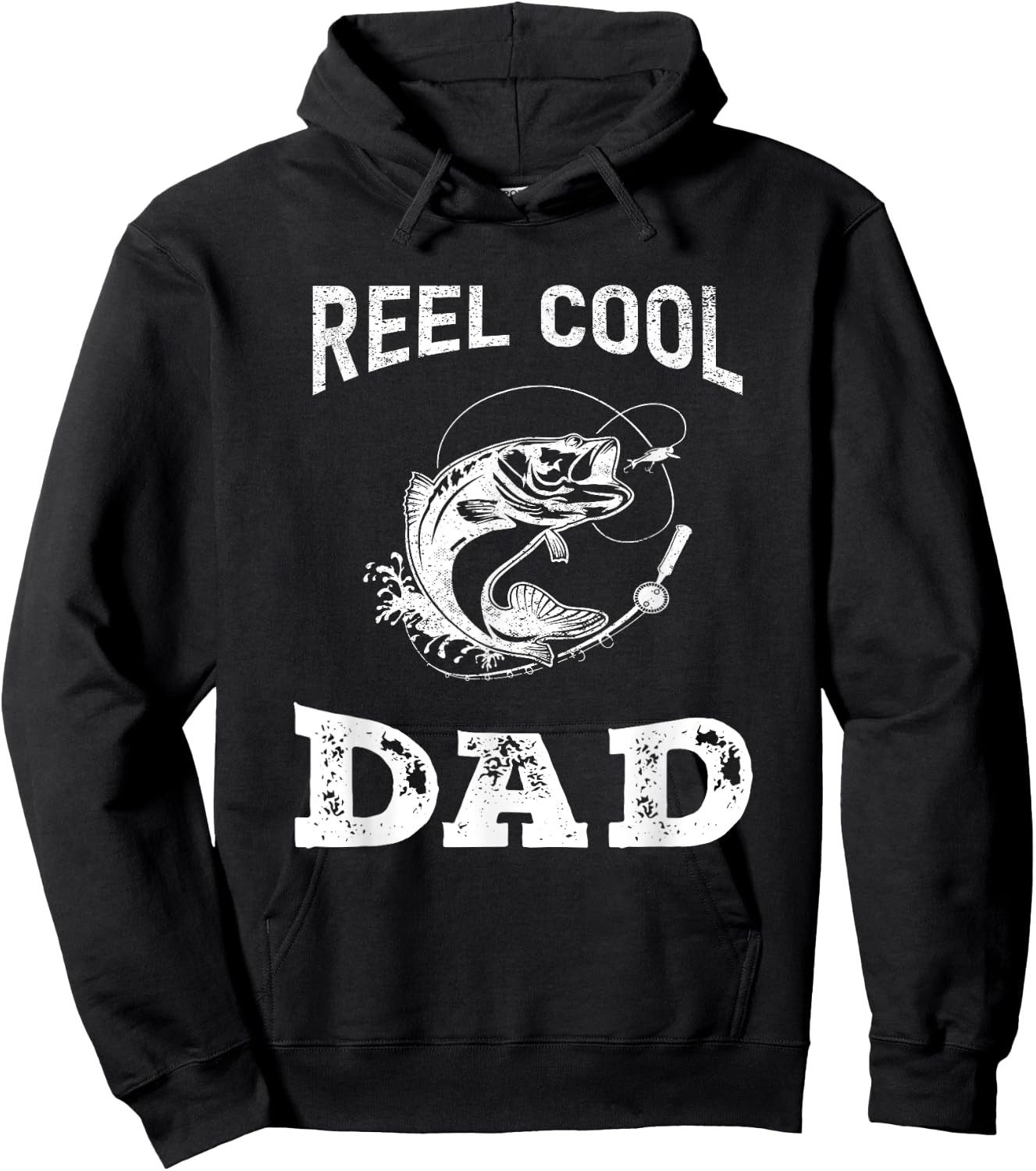 reel cool dad papa fisherman Daddy father's day Fishing gift Hoodie - Hoodie | Black