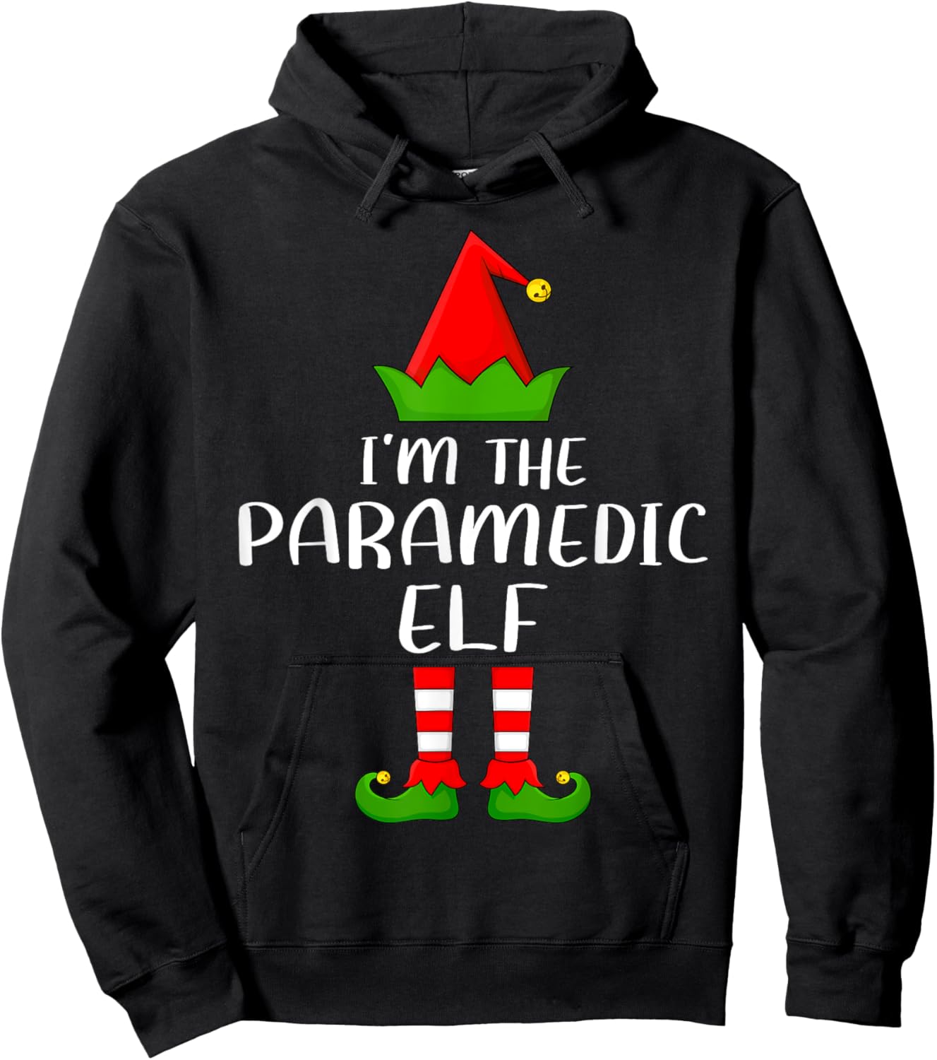 Matching Family Group I'm The Paramedic Elf Christmas Hoodie - Hoodie | Black