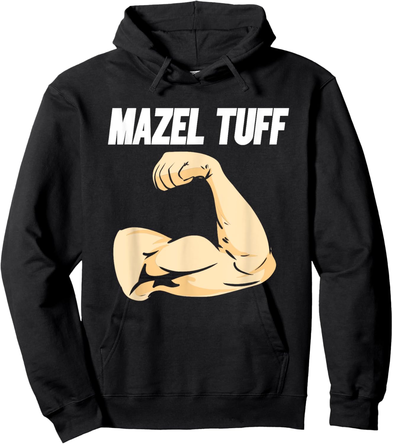 Mazel Tuff Strong Jewish Trendy Jew Work Out Gym Hanukkah Hoodie - Hoodie | Black