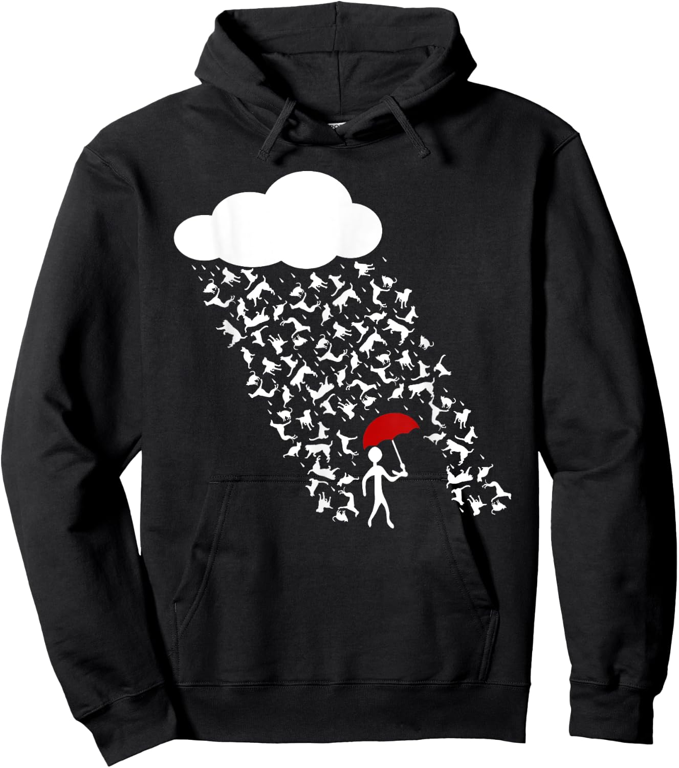 It's Raining Cats and Dogs | Cute Funny Canine Feline Lover Women Girls Kids Hoodie - Hoodie | Black