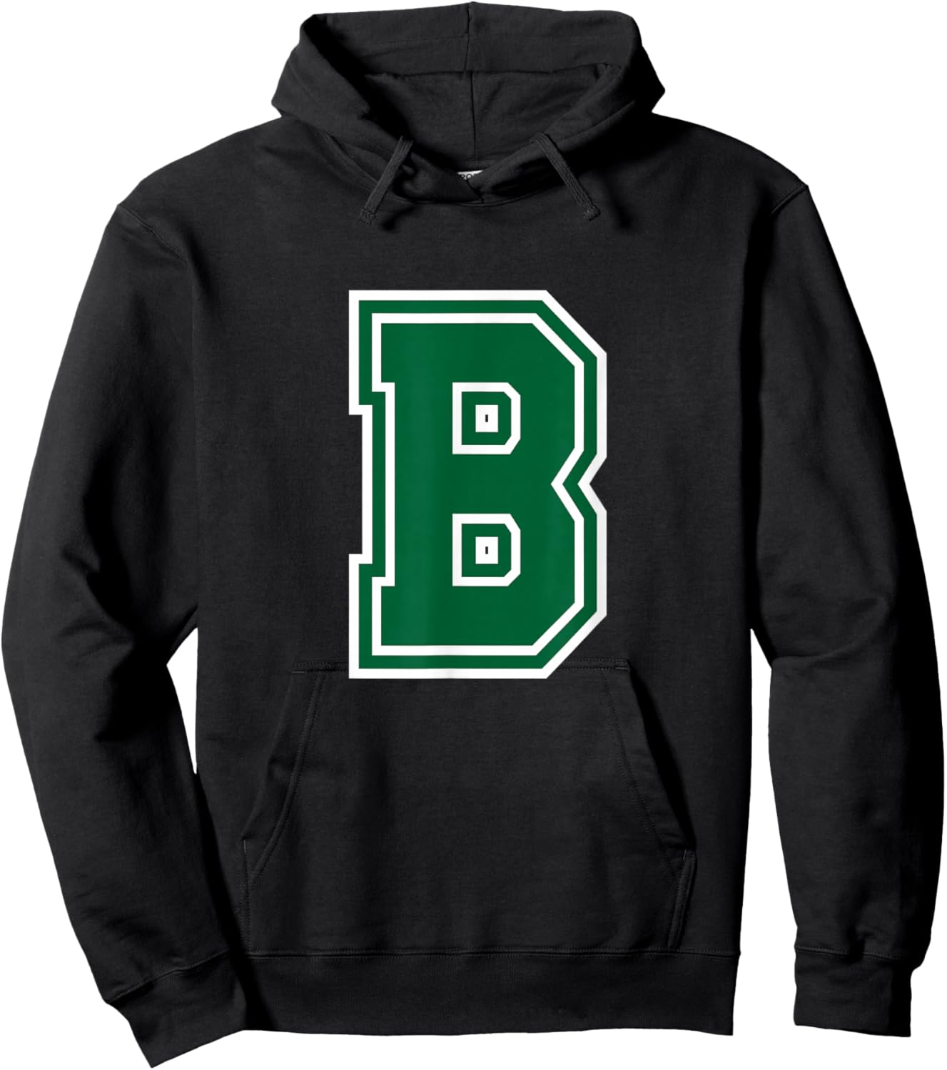 Letter B Monogram Initial Green Hoodie - Hoodie | Black
