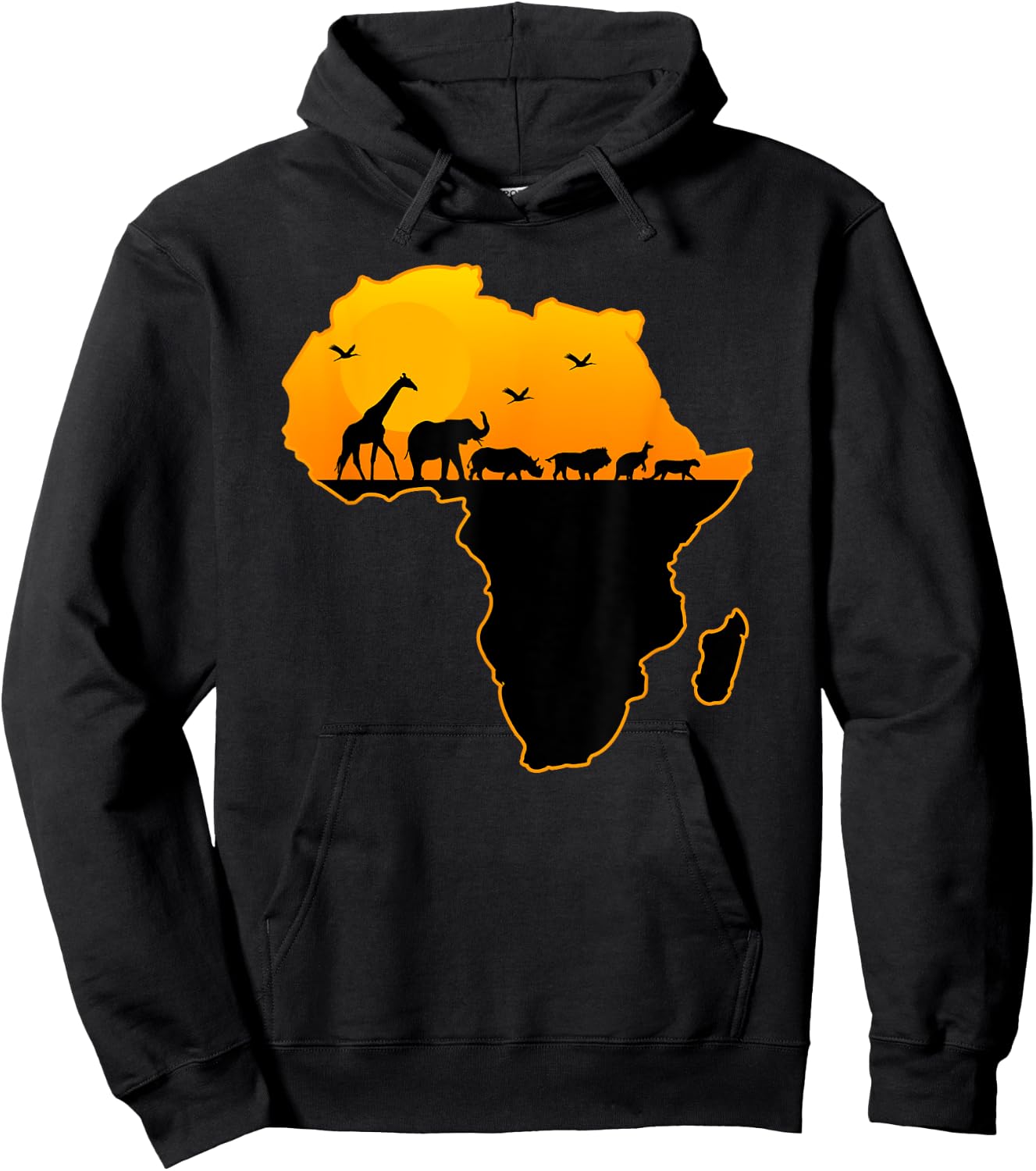 Exotic Safari Animals Silhouette Sizzling Africa Continent Hoodie - Hoodie | Black
