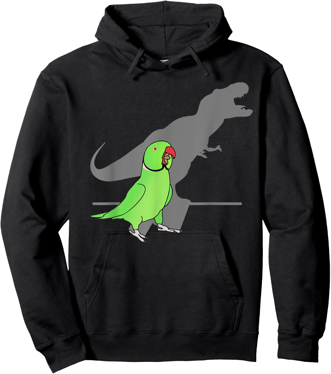 T-rex Green Indian ringneck, Pet Birb memes Screaming Parrot Hoodie - Hoodie | Black