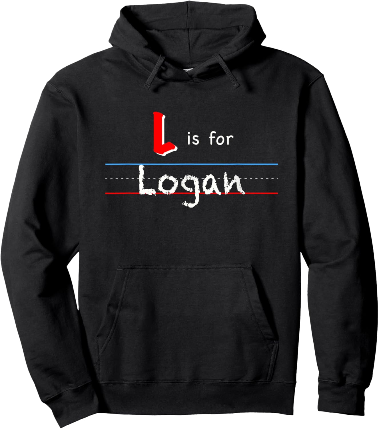 L Is For Logan, boys custom personalized name kids school Hoodie - Hoodie | Black