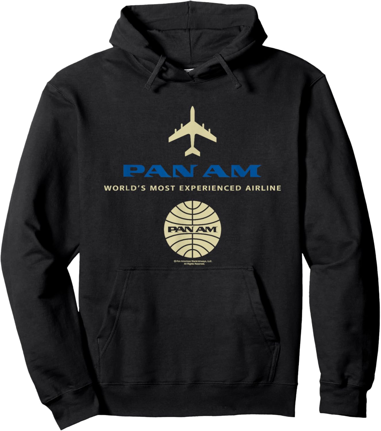 Pan Am Blue Gold Retro Logo Hoodie - Hoodie | Black