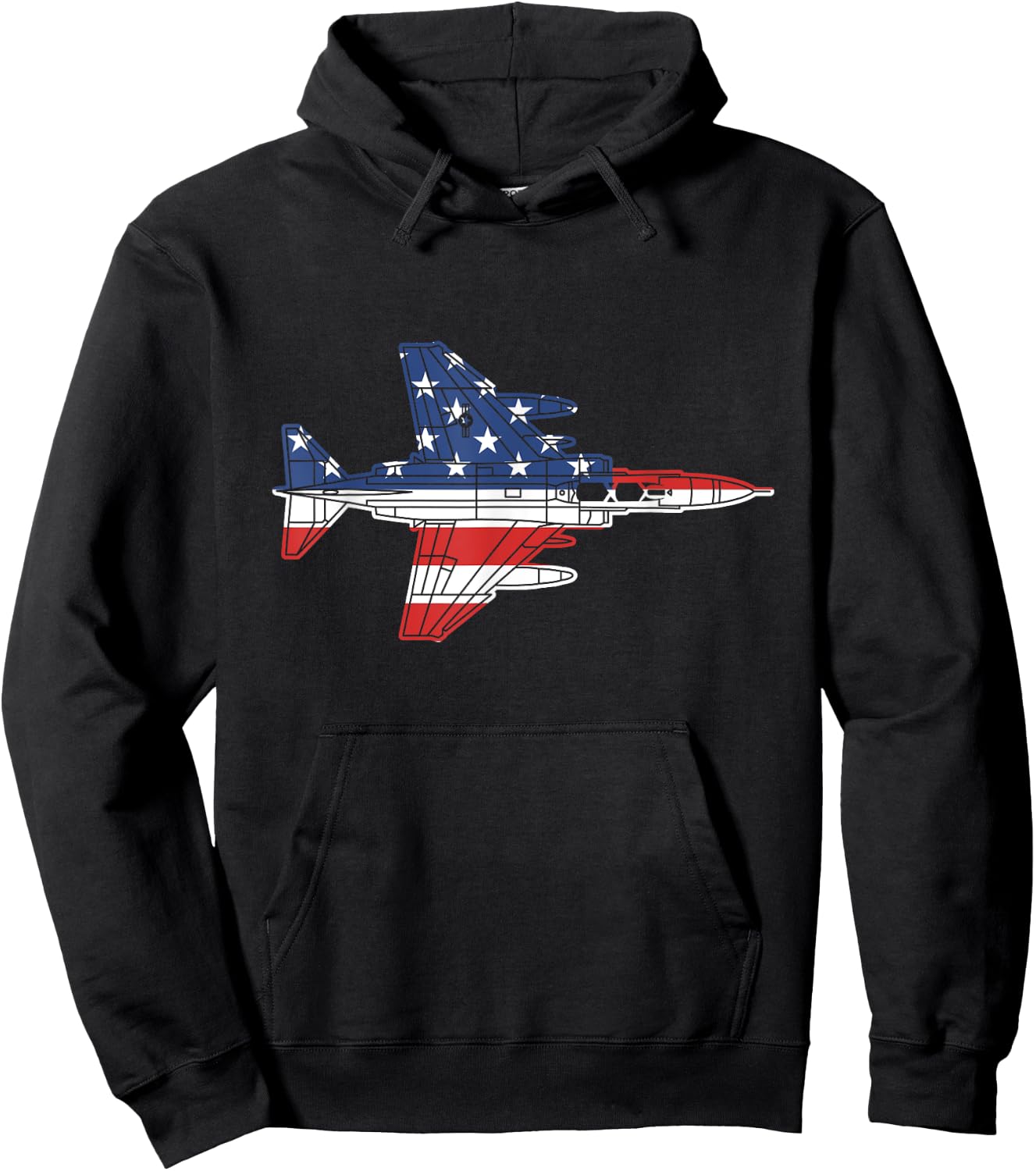 F-4 Phantom Fighter Jet Airplane Schematic American Flag F4 Hoodie - Hoodie | Black