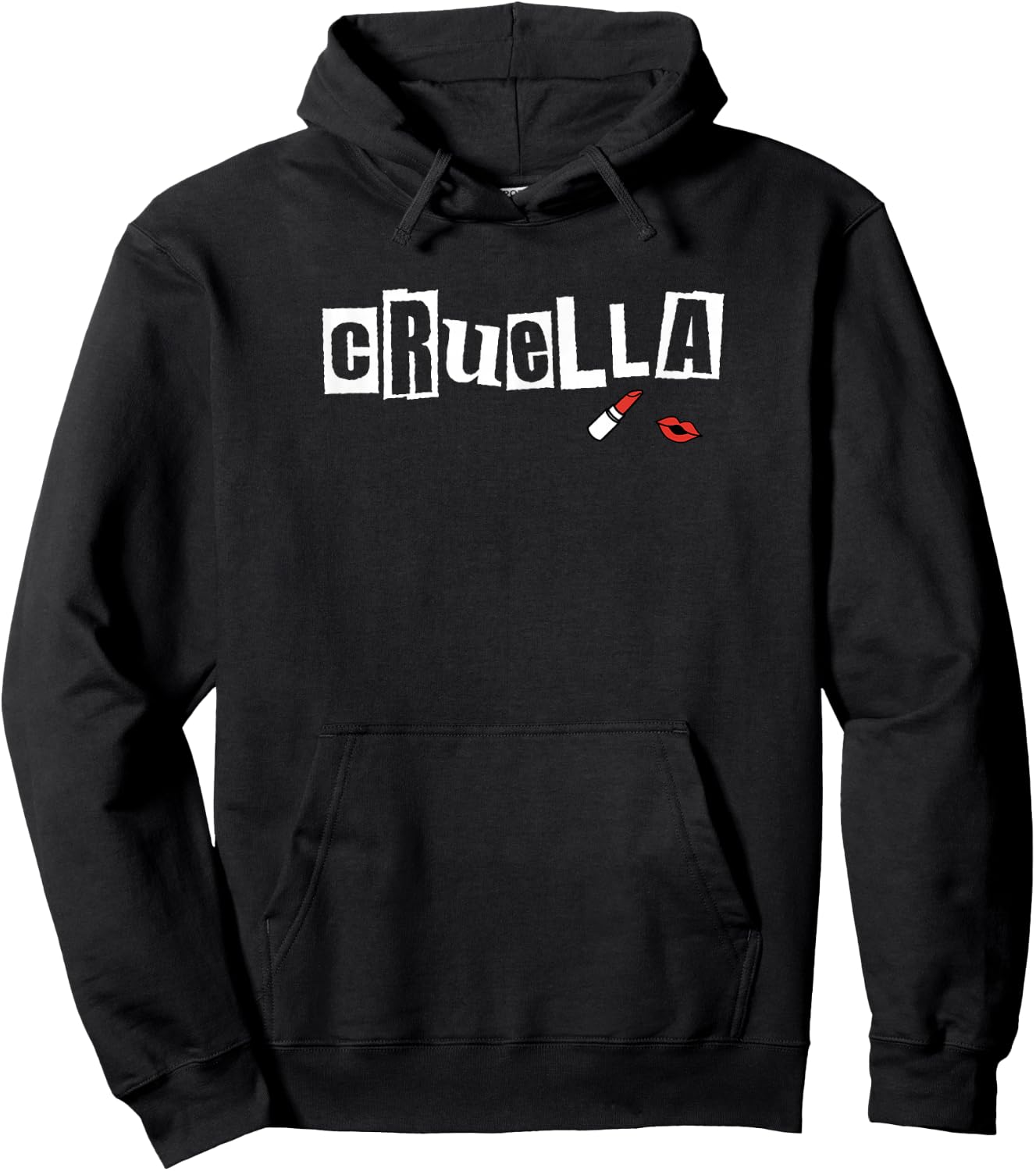 Disney Cruella Lipstick Logo Hoodie - Hoodie | Black