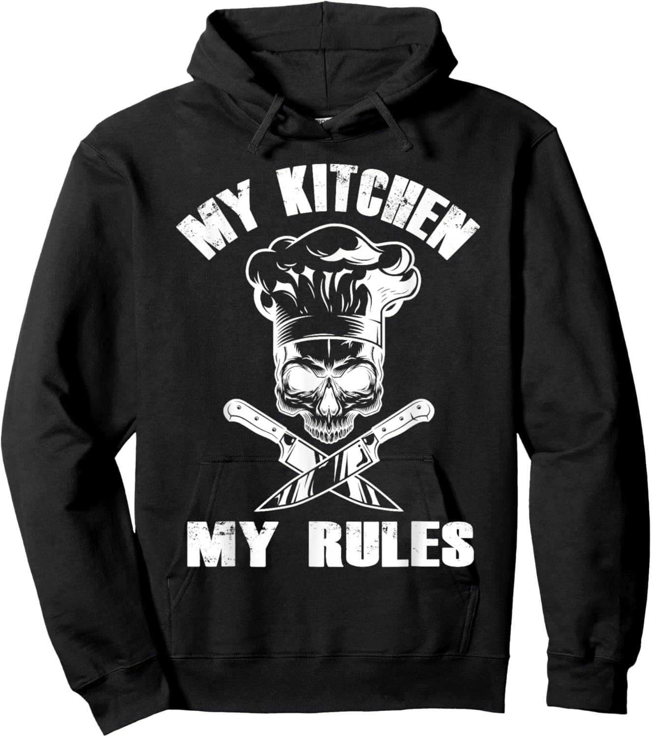 My Kitchen My Rules - Funny Skull Chef Hat Restaurant Chef Hoodie - Hoodie | Black