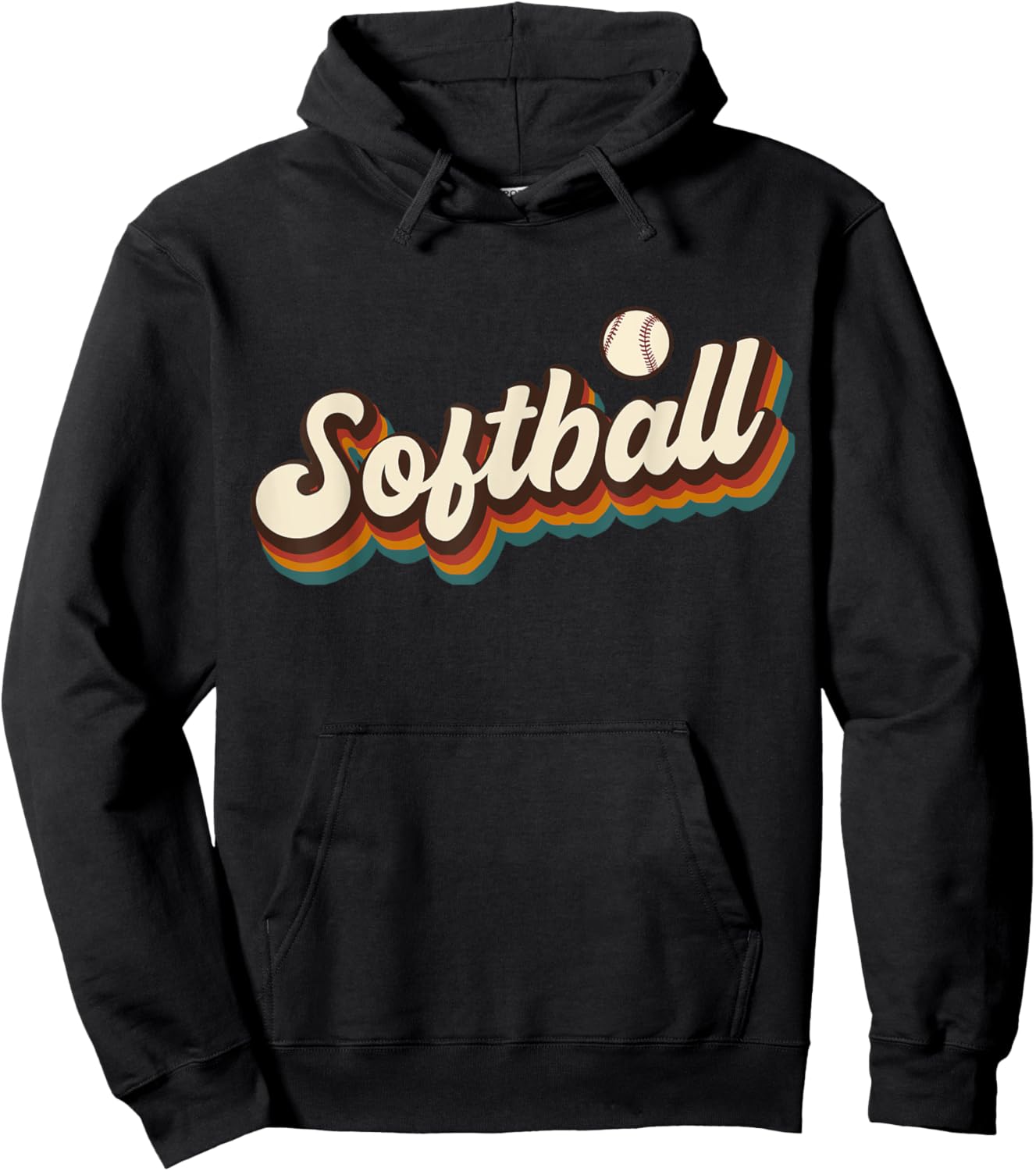 Retro Softball Graphic - Softball Hoodie - Hoodie | Black