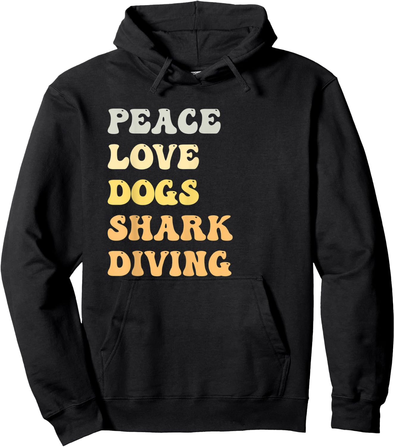 Peace Love Dogs Shark Diving Funny Retro Hoodie - Hoodie | Black