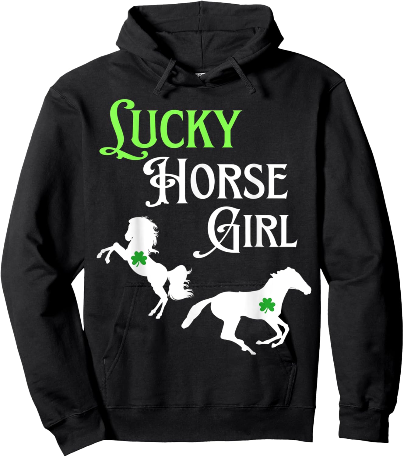 Lucky Cowgirl Horse Girl St. Paddy's Day Hoodie - Hoodie | Black