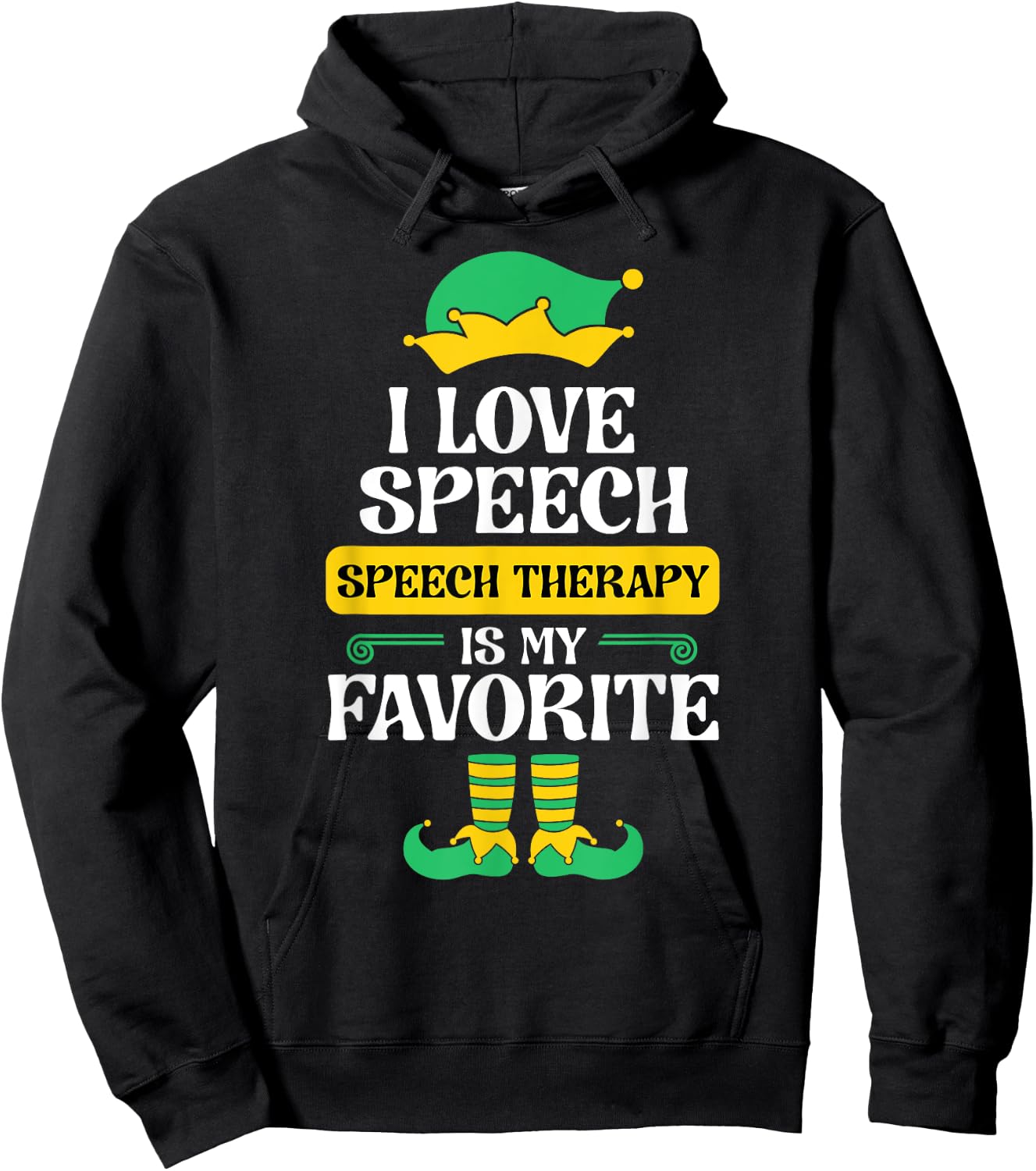 Speech Therapy Elf Christmas School Therapist SLP Language Hoodie - Hoodie | Black