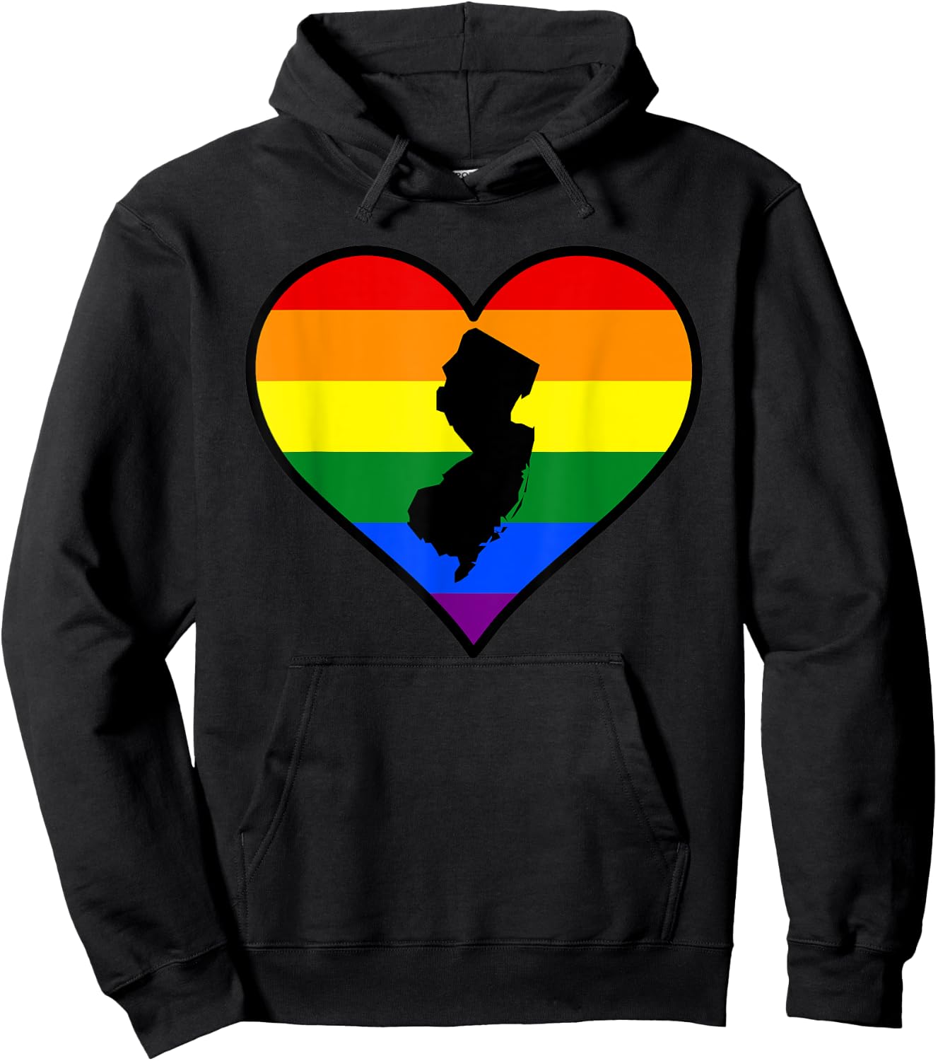 New Jersey Gay Pride Heart Hoodie - Hoodie | Black
