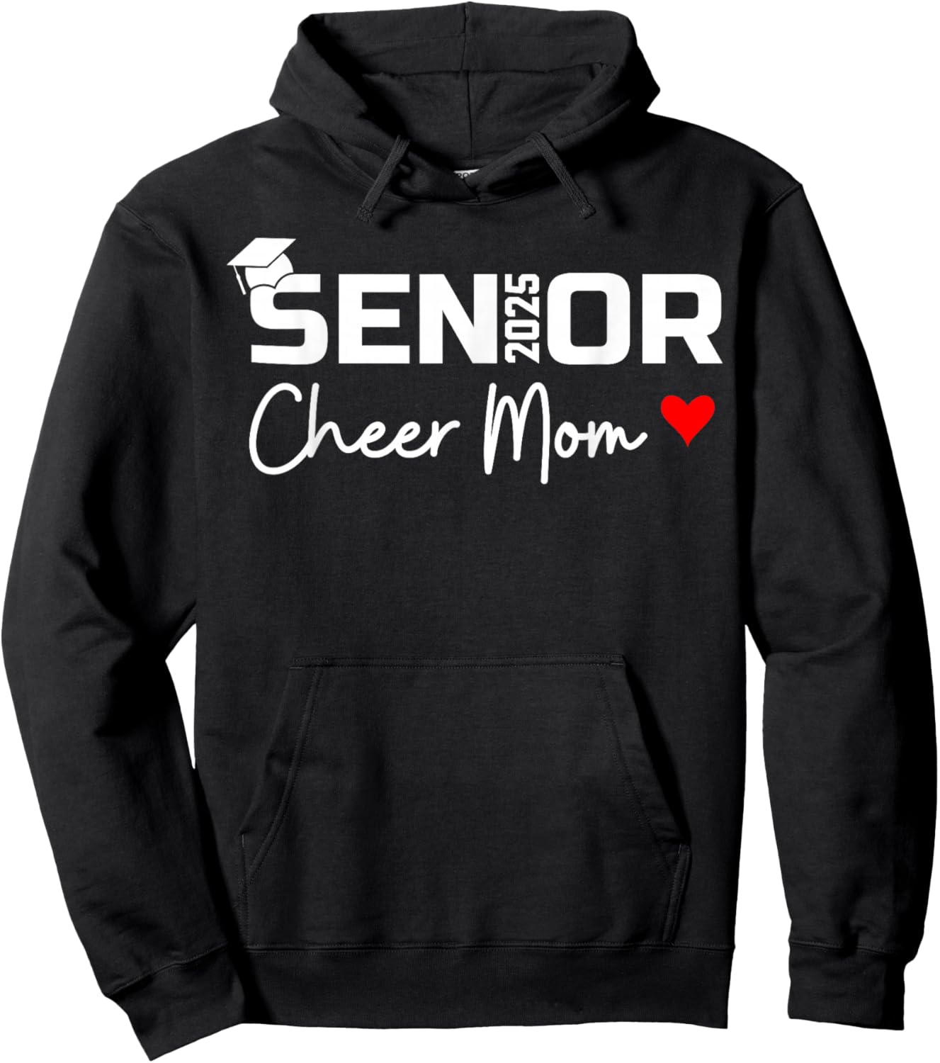 Proud Cheer Mom Of A Class Of 2025 Senior Graduate Red Heart Hoodie - Hoodie | Black