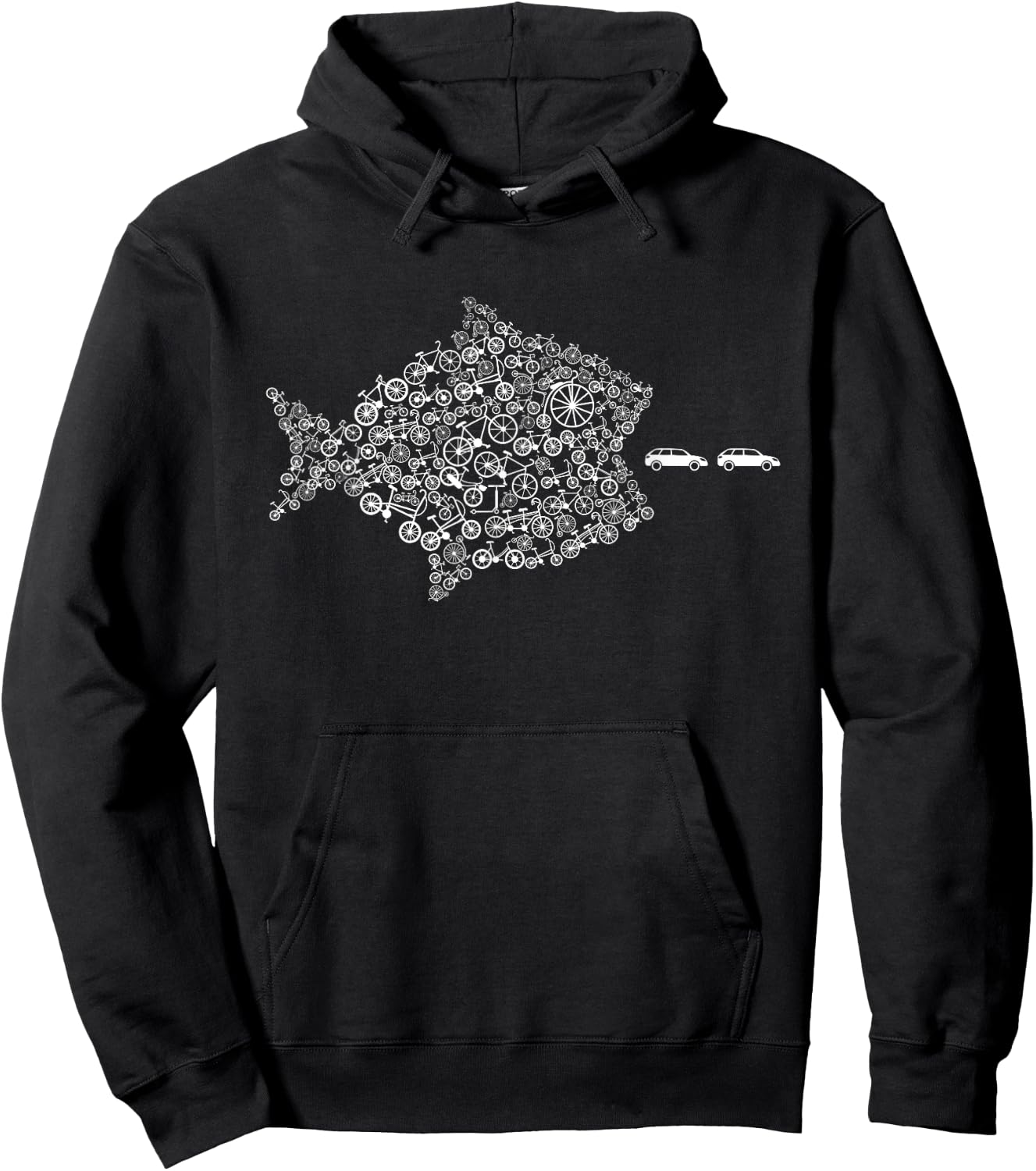 Street Trek Bicycle Fish Eats Car Climate Cycling Jersey Hoodie - Hoodie | Black