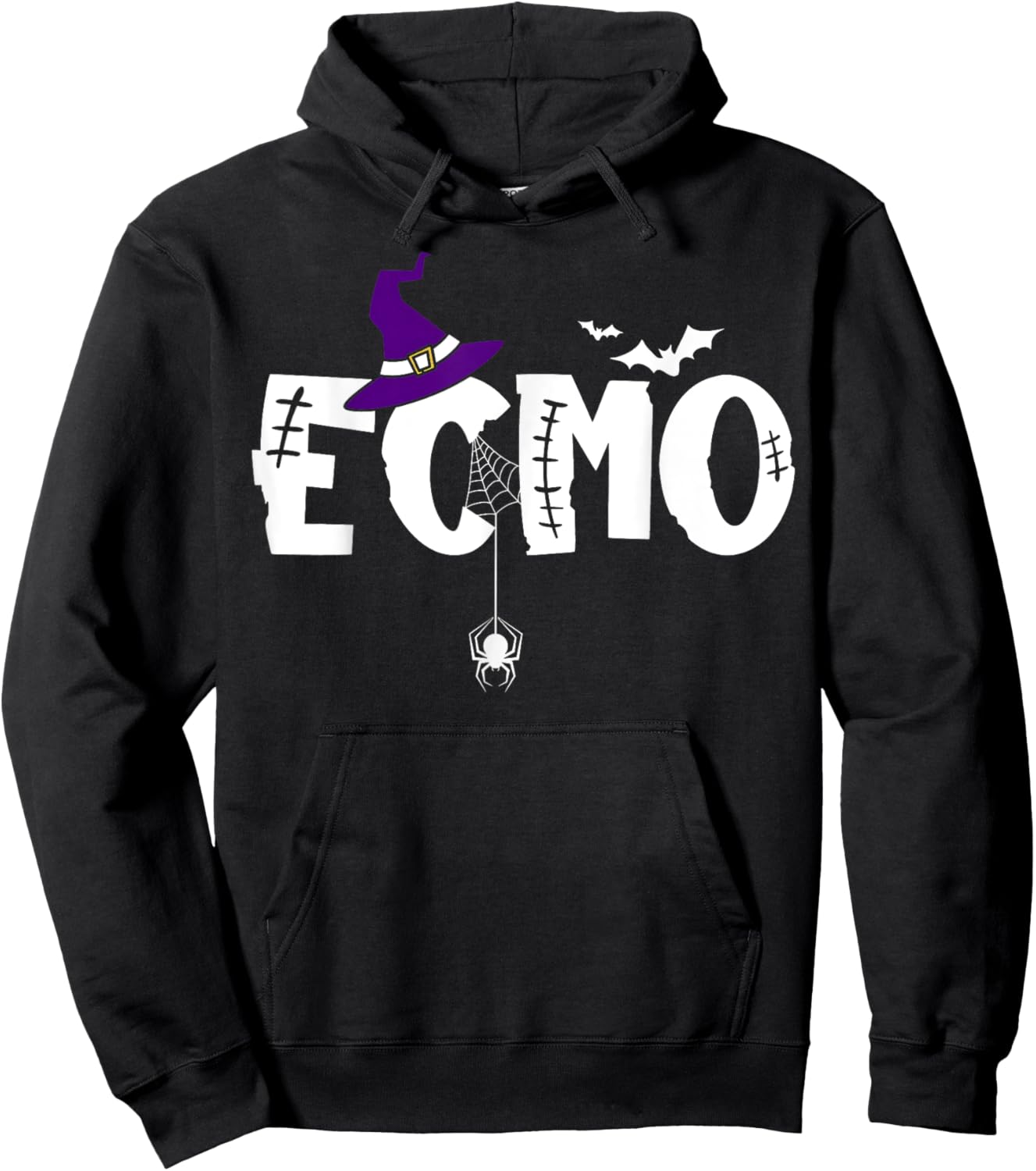 ECMO Nurse Witch Hat Halloween Spooky Costume RN Nurse Hoodie - Hoodie | Black