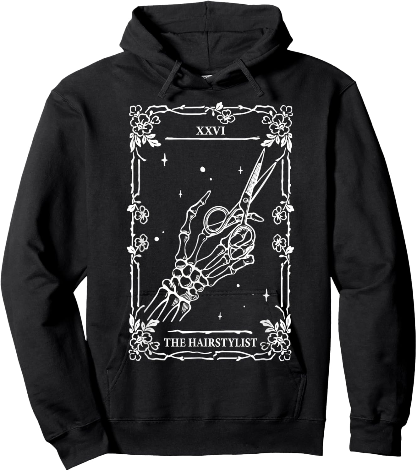 The Hairstylist Tarot Card Skeleton Hand Salon Hairdresser Hoodie - Hoodie | Black