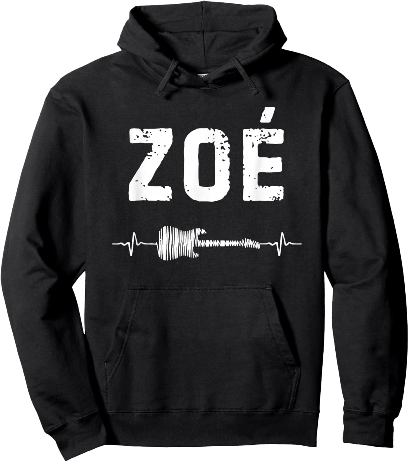Zoé Guitar Heartbeat Music Guitarist Retro Vintage Hoodie - Hoodie | Black