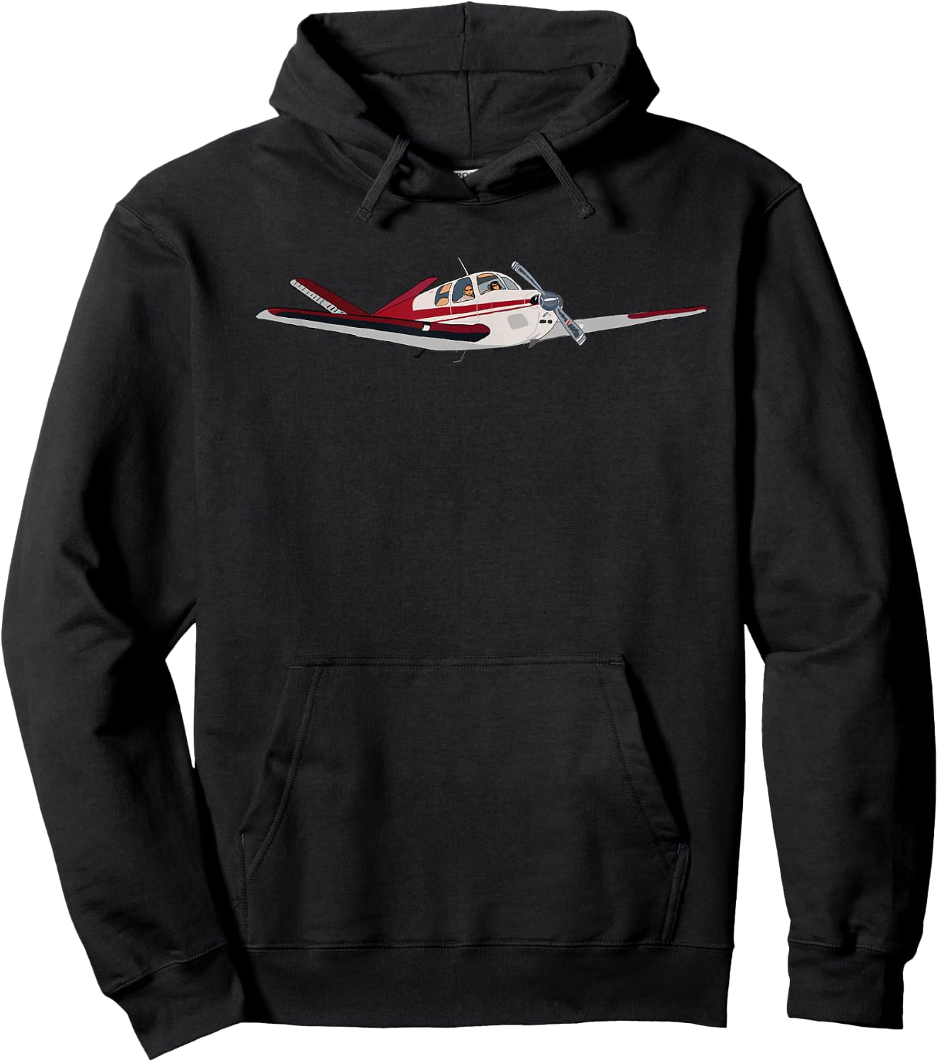 Bonanza 35 V-Tail Airplane Illustration Hoodie - Hoodie | Black