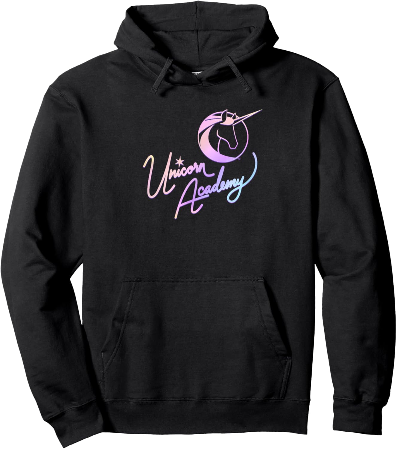 Unicorn Academy Nouveau Magic Graphic Front and Back Print Hoodie - Hoodie | Black