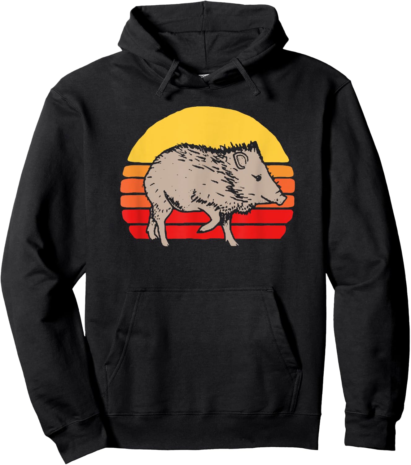 Javelina Vintage Retro 80s Sunset Cute Funny Arizona Hoodie - Hoodie | Black