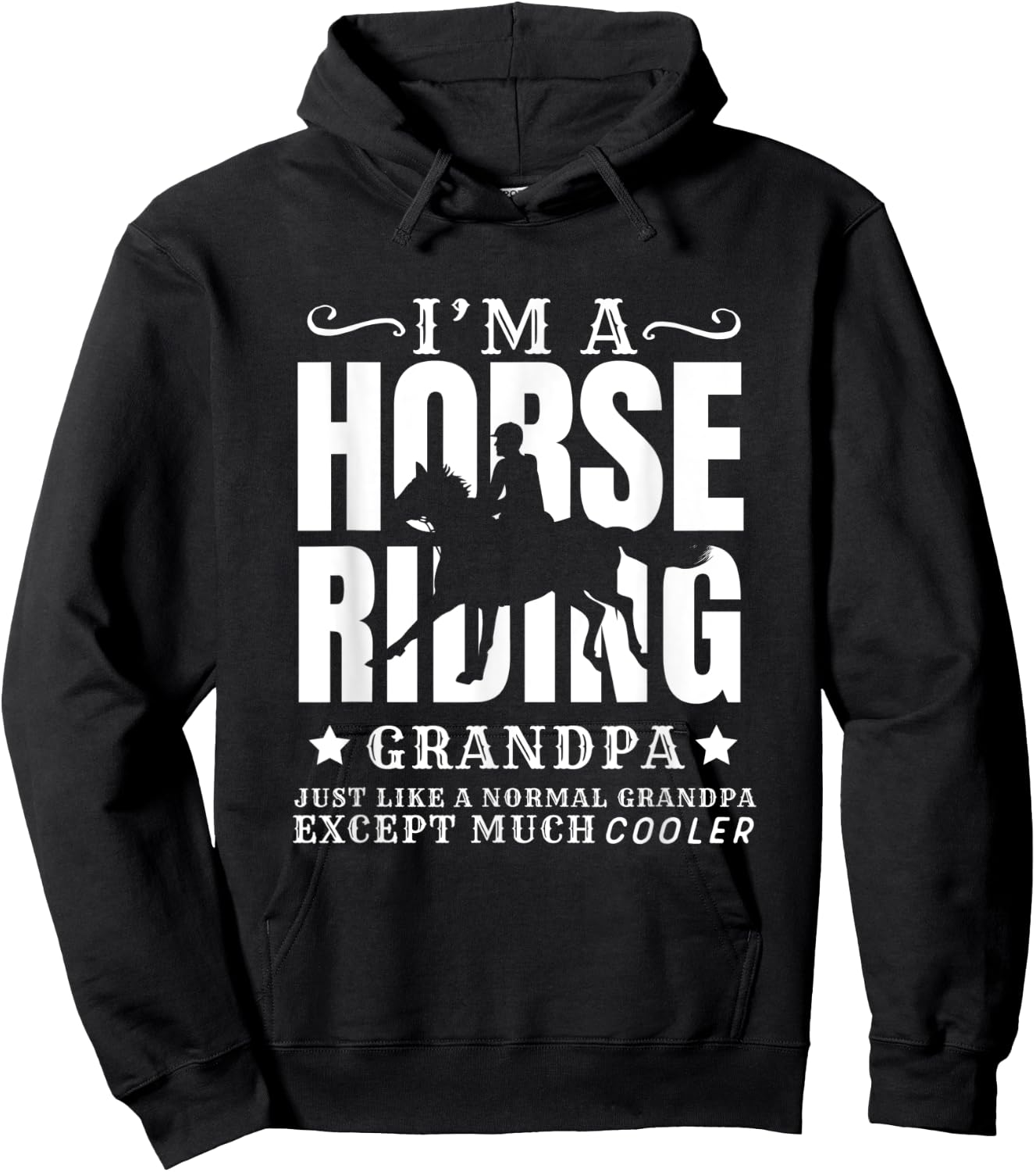 Horse Horseback Riding Grandpa Normal but Cooler Grandfather Hoodie - Hoodie | Black
