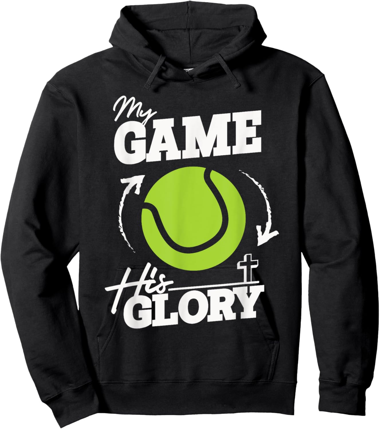 My Game His Glory - Teen Boy Christian Tennis Hoodie - Hoodie | Black