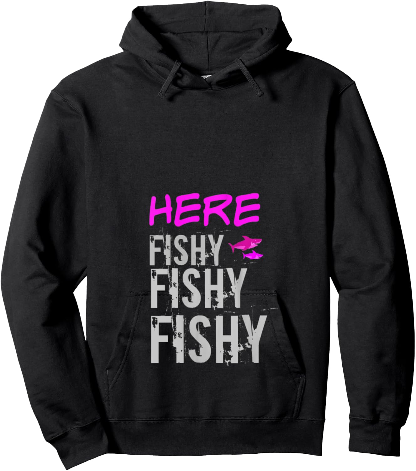 Women's Fishing Shirt Apparel Here Fishy Fishy Funny Fishing Hoodie - Hoodie | Black