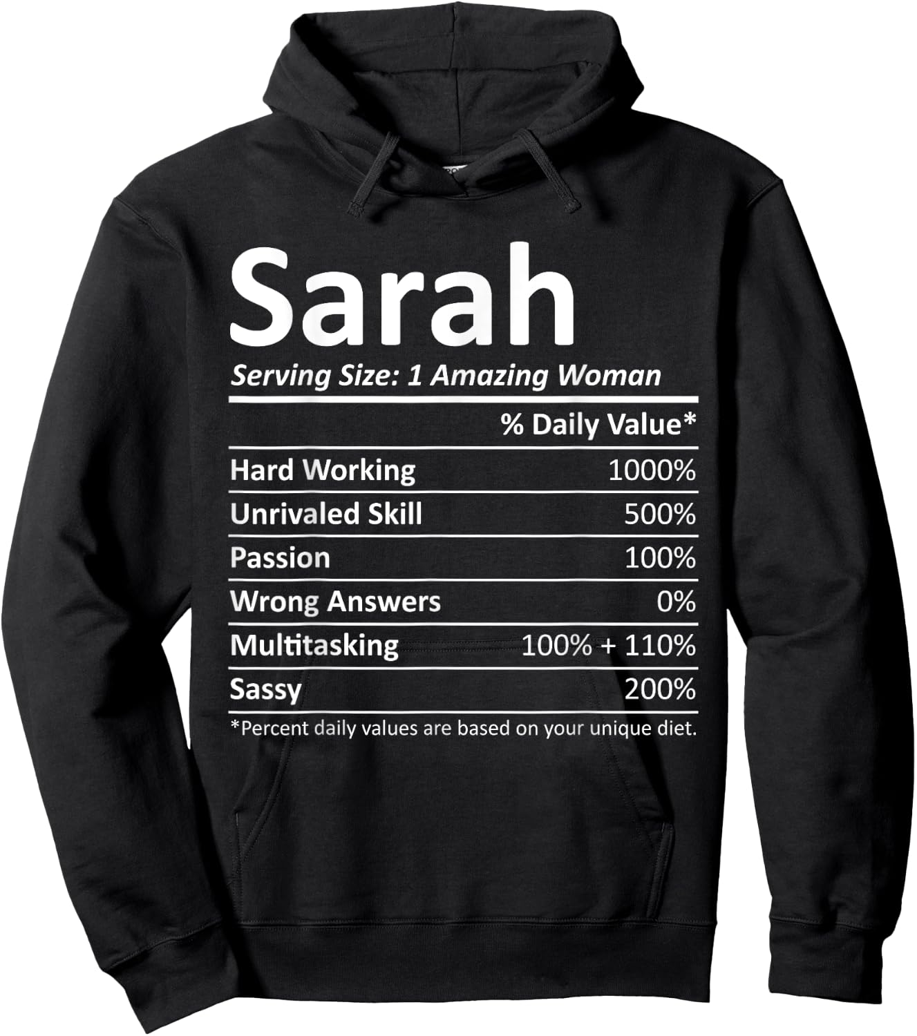 SARAH Nutrition Personalized Name Funny Christmas Gift Hoodie - Hoodie | Black