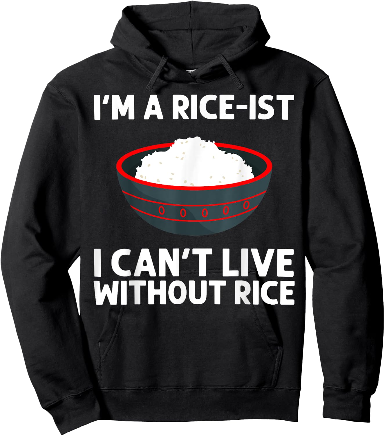 Funny Rice Art Women Asian Chinese Filipino Food Hoodie - Hoodie | Black