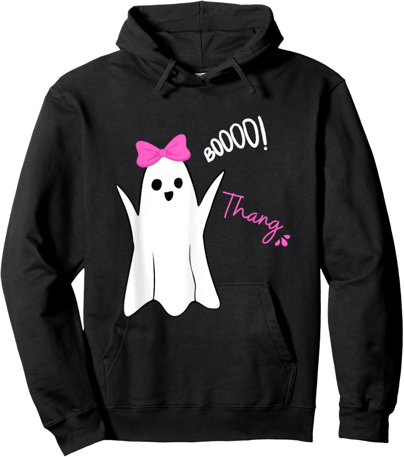 Boo Thang Thing Ghost Pink Bow Cute Halloween for Girls Hoodie - Hoodie | Black