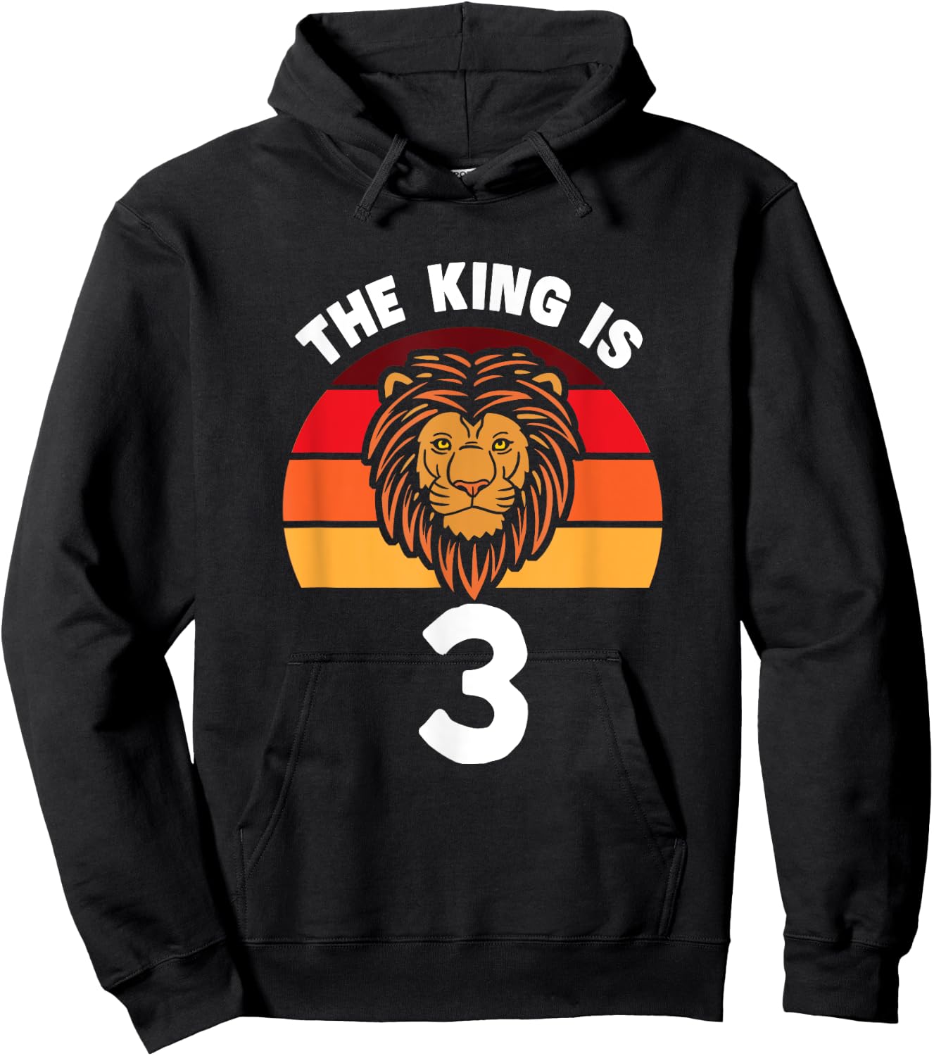 The King Is 3 Animal Themed Lion 3rd Birthday Party Apparel Hoodie - Hoodie | Black