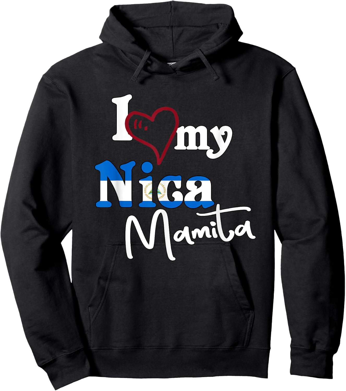 I Love My Nica Mamita Flag Design Camisetas De Nicaragua Hoodie - Hoodie | Black