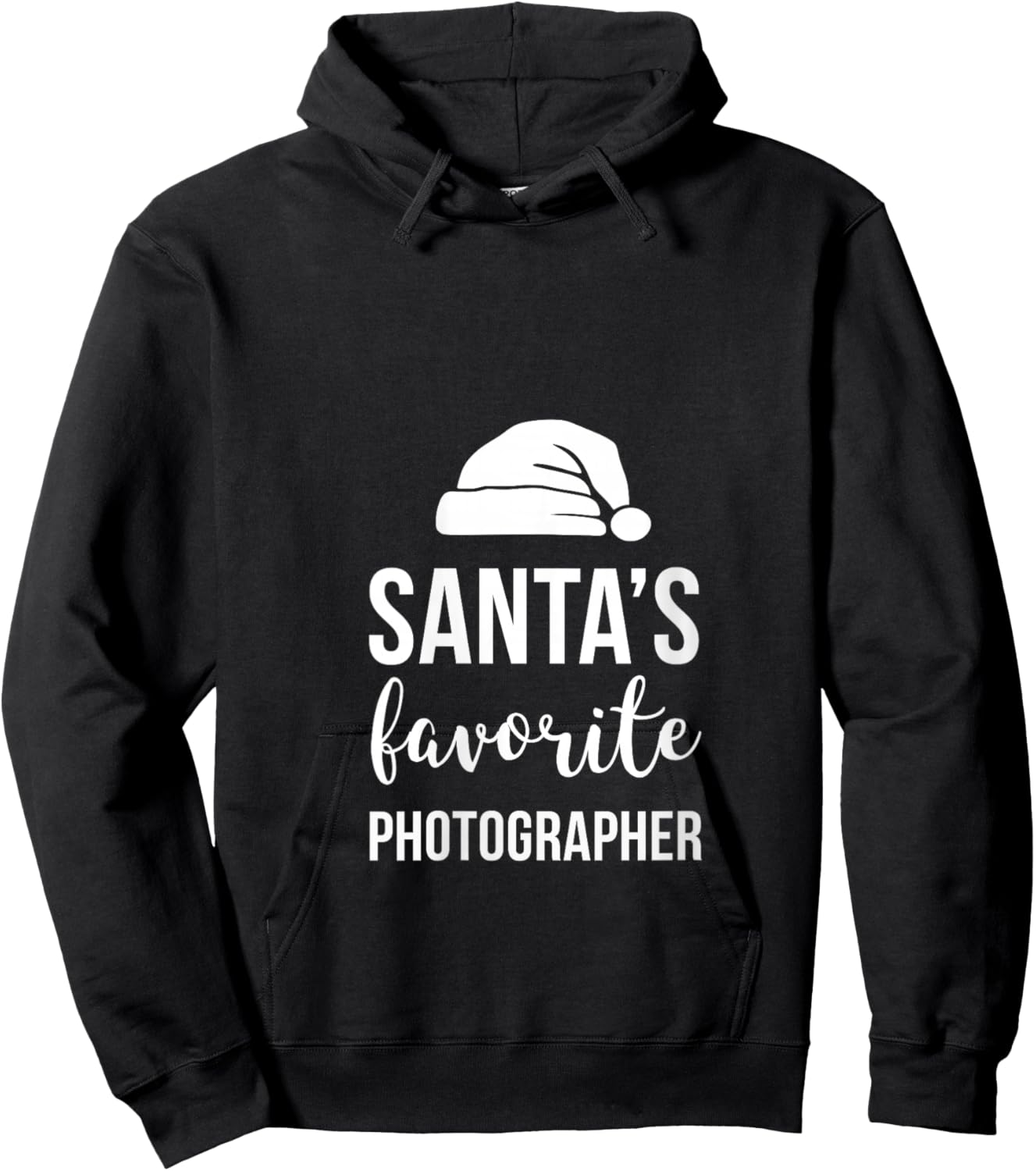 Santa's Favorite Photographer Funny Christmas V-Neck Hoodie - Hoodie | Black