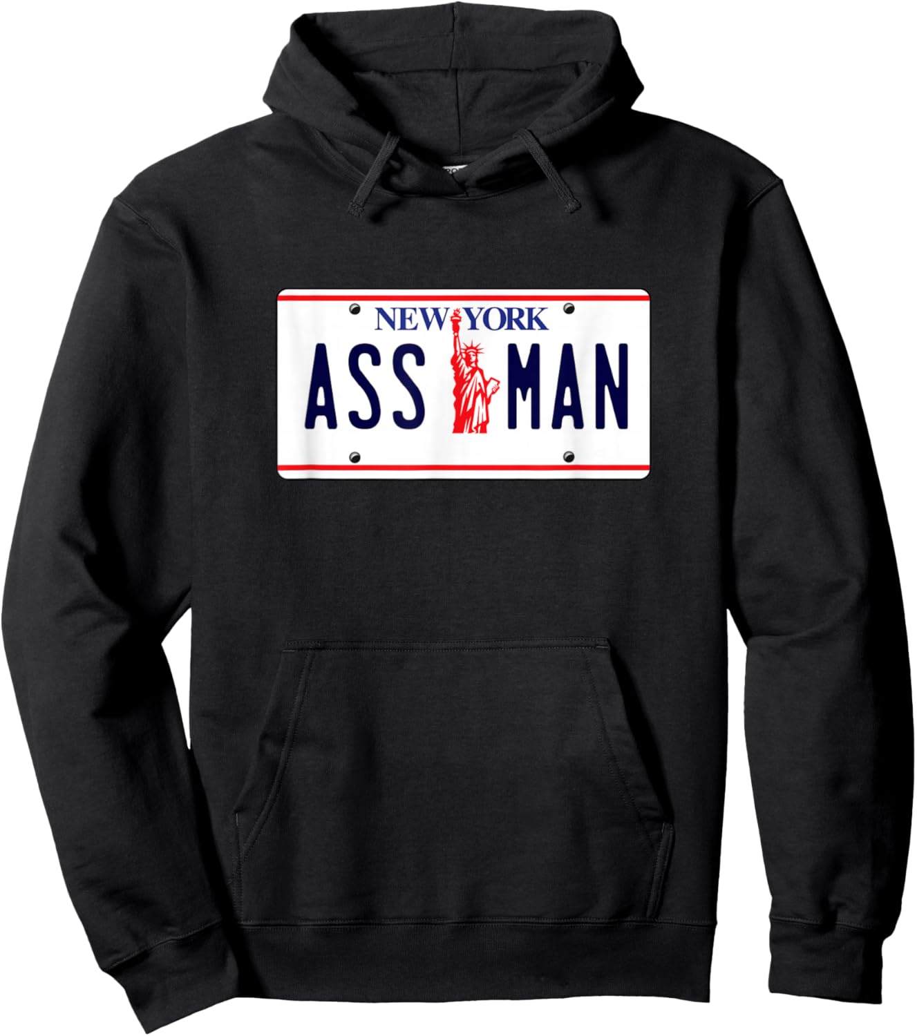New York ASSMAN ASS MAN License Plate Hoodie - Hoodie | Black