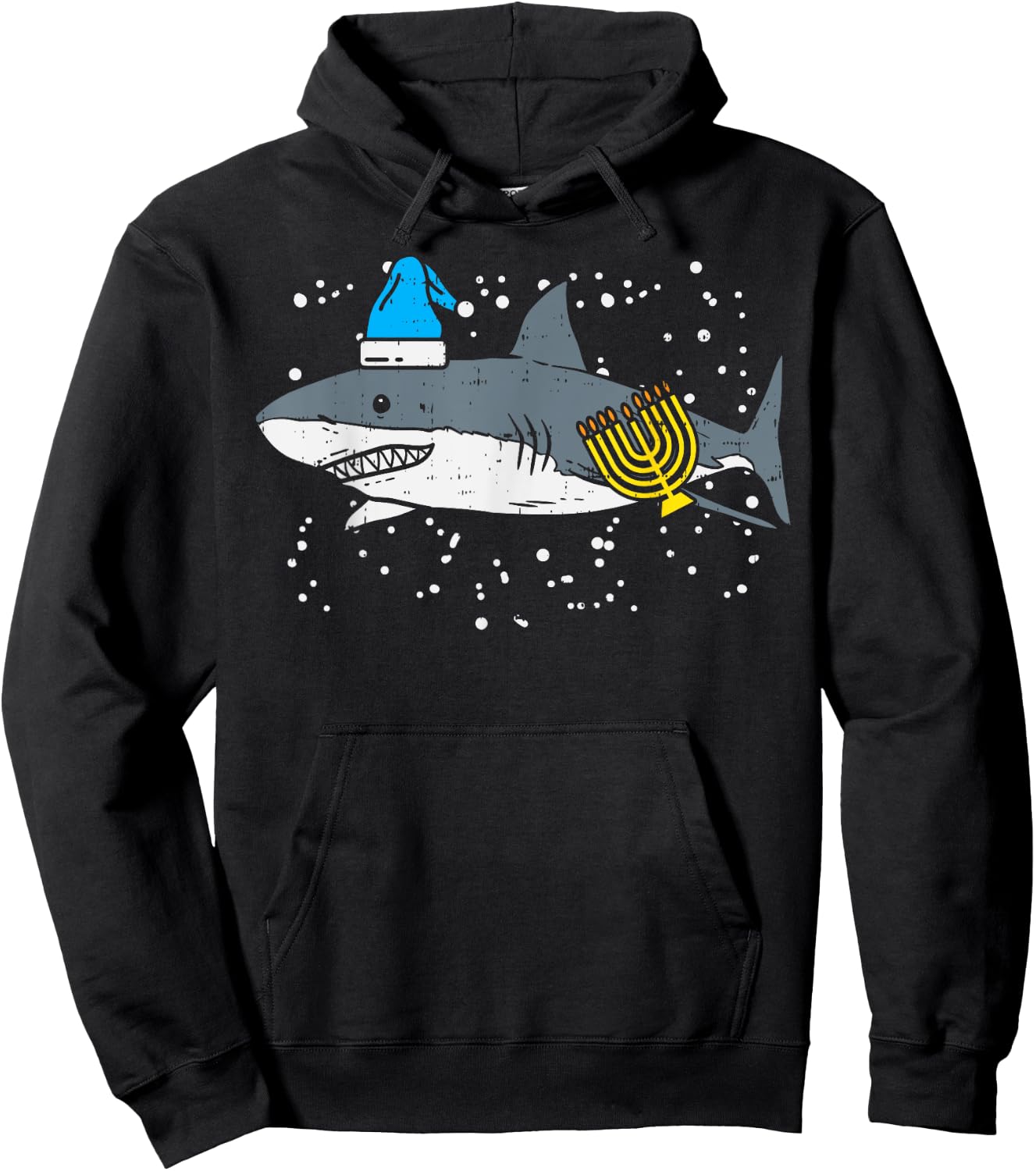 Jewish Shark Menorah Funny Hanukkah Chanukah Animal Gift Hoodie - Hoodie | Black