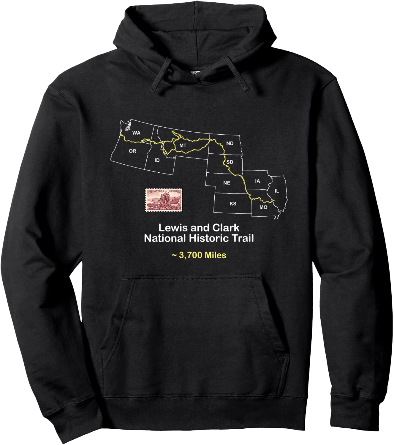 Route Map of the Lewis and Clark National Historic Trail Hoodie - Hoodie | Black