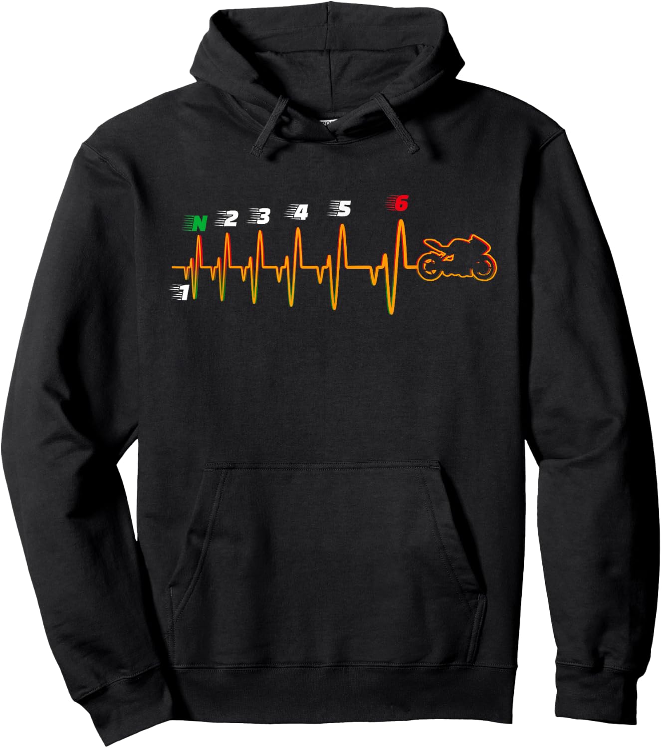 Motorcycle gear shift 1N23456 heartbeat Biker Hoodie - Hoodie | Black
