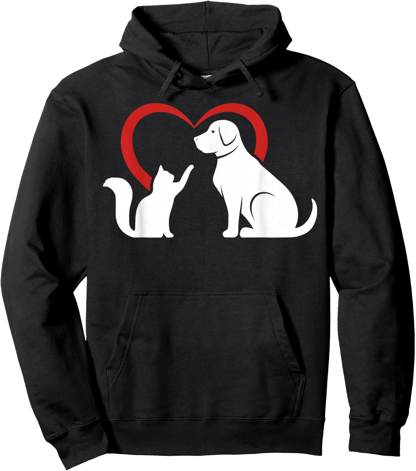 Dog Puppy and Baby Cat Heart - Animal Dog & Cat Hoodie - Hoodie | Black