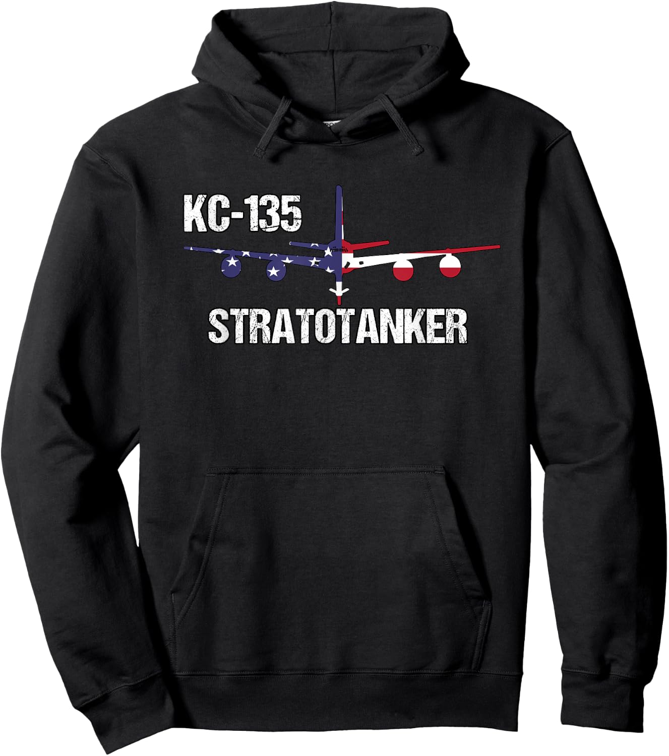 KC135 Stratotanker Air Force Pilot- American Flag Aviation Hoodie - Hoodie | Black