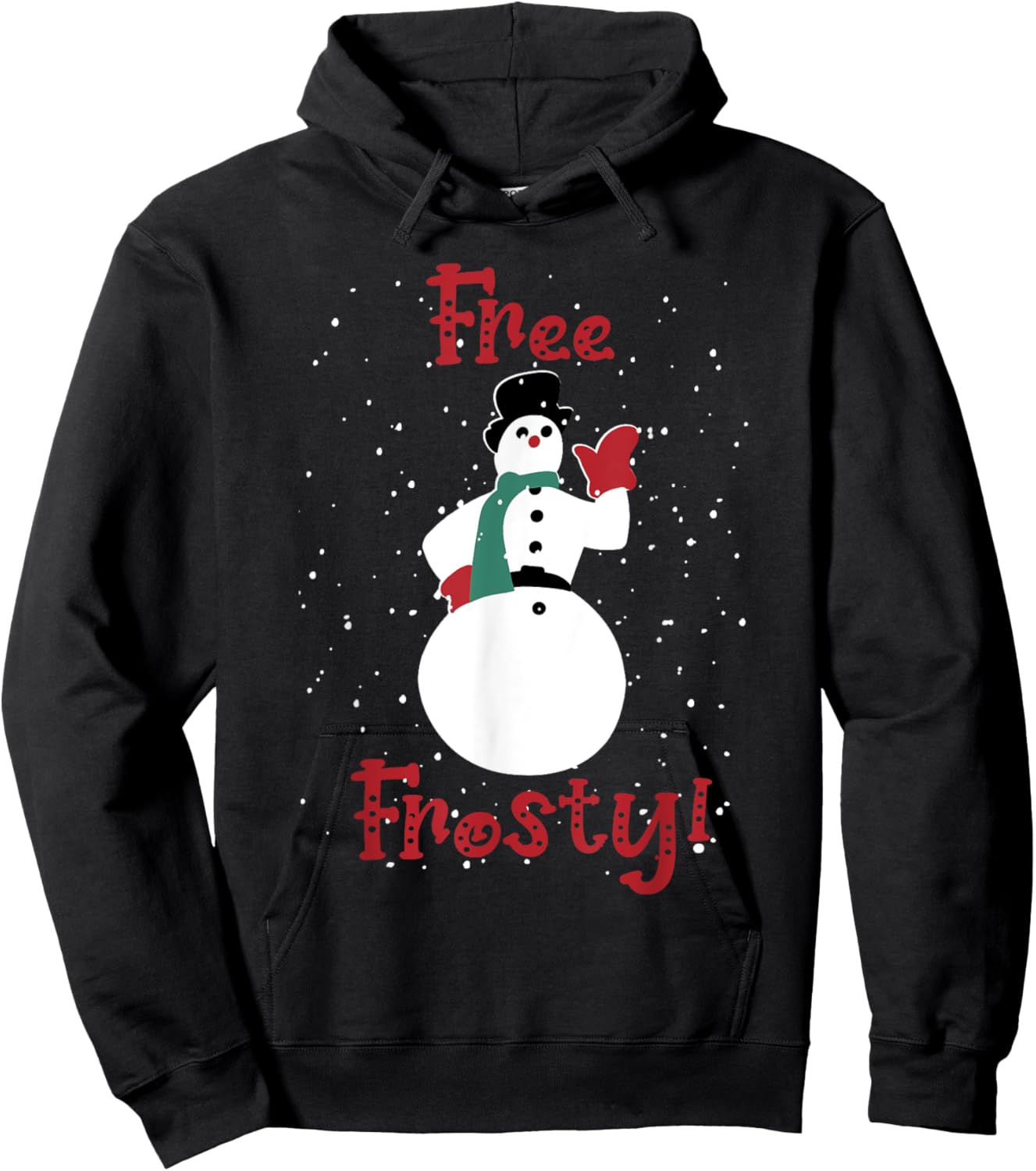 Free Frosty Snowman In Winter Snows White Xmas Hoodie - Hoodie | Black