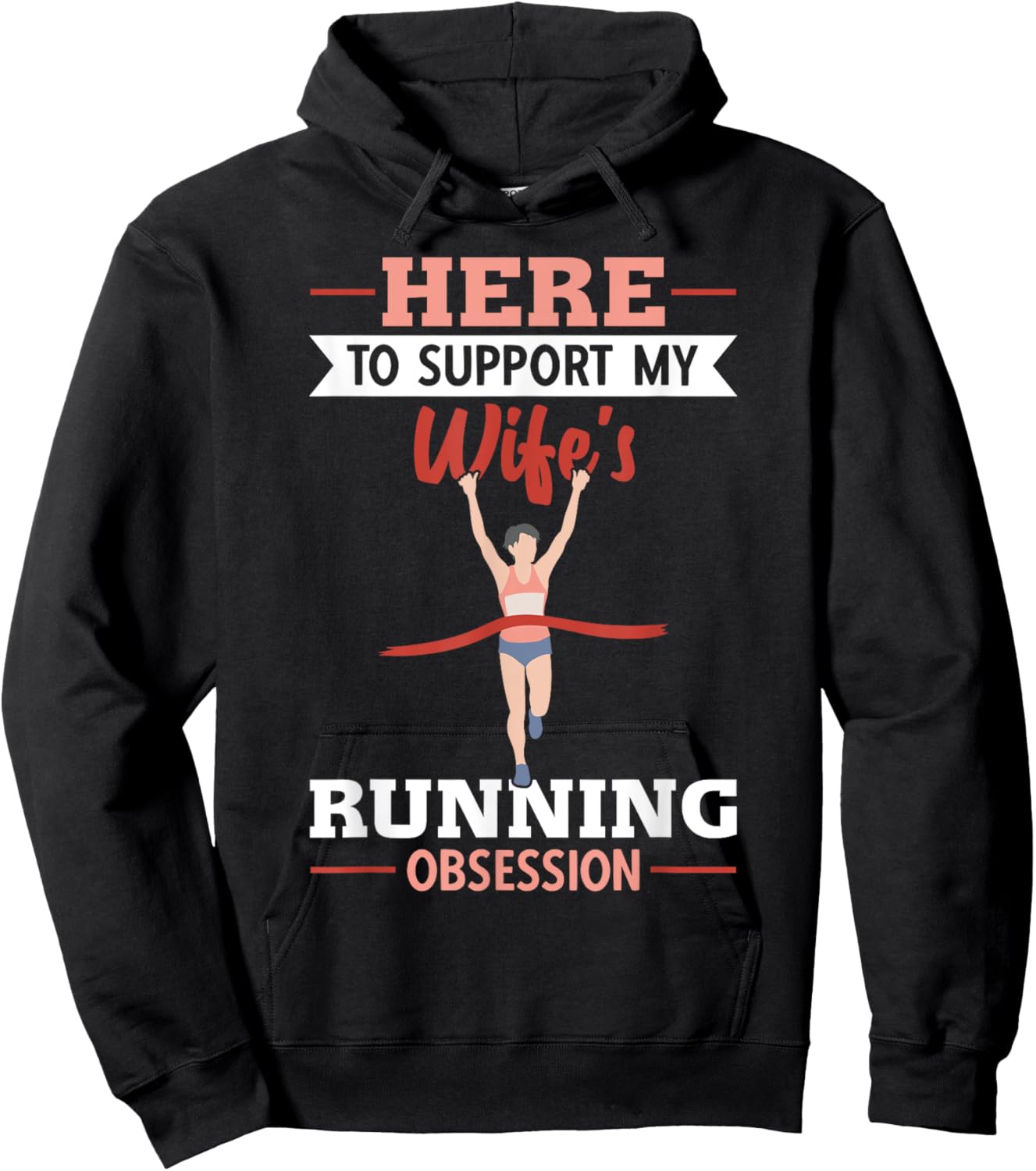 Half Marathon Running Here To Support My Wife Half Marathon Hoodie - Hoodie | Black