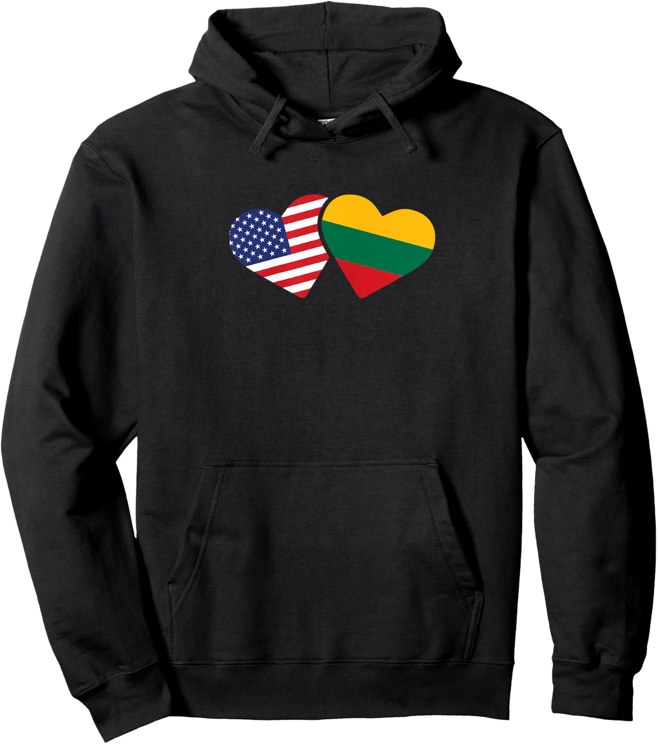 Lithuania USA Flag T Shirt Heart Lithuanian Americans Love Hoodie - Hoodie | Black