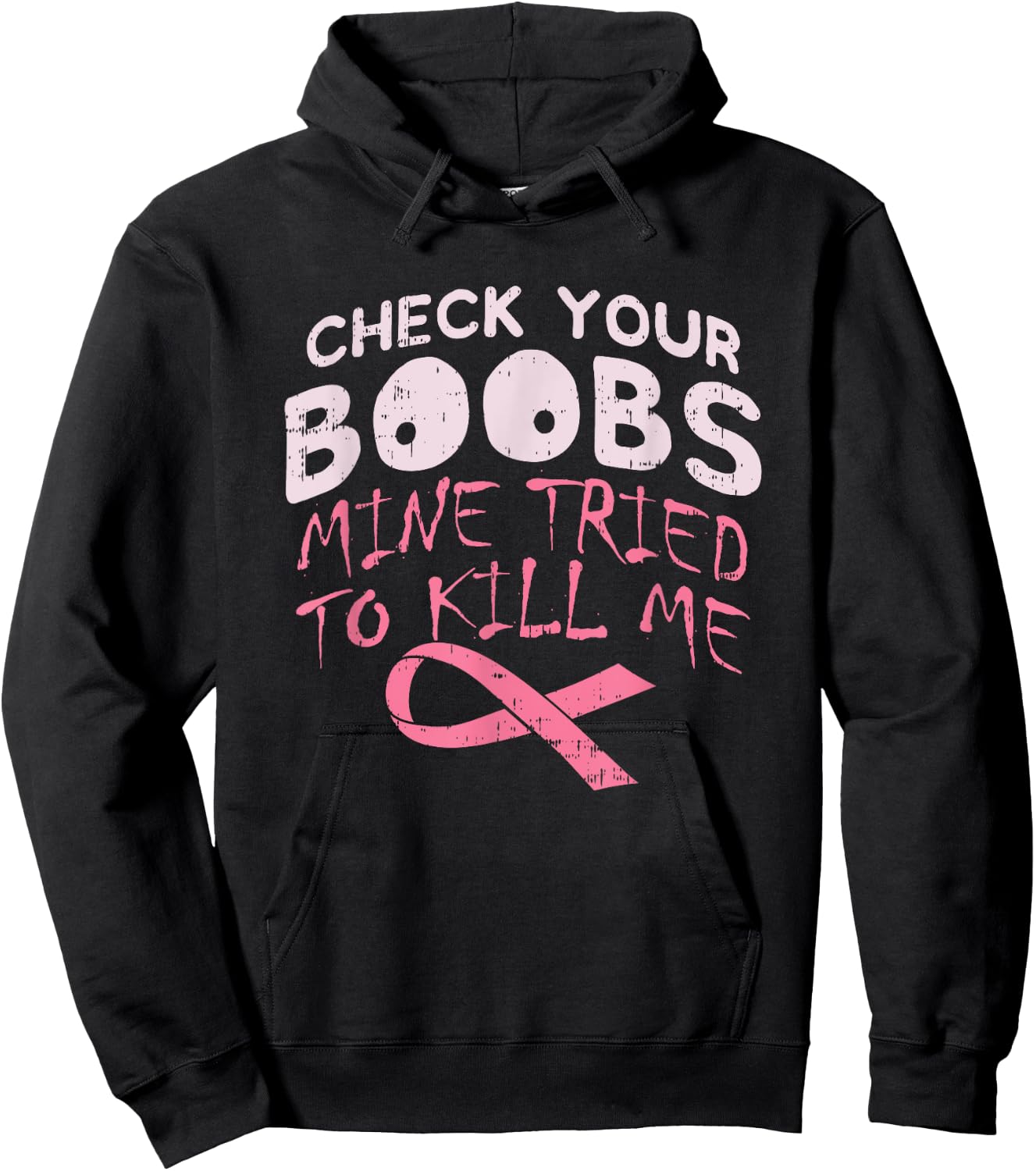 Check Boobs I Breast Cancer Awareness Disease Survivor Hoodie - Hoodie | Black