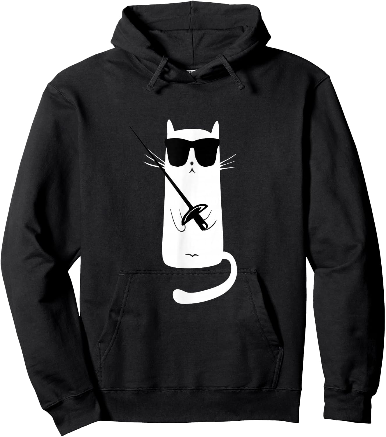Funny Cat Wearing Sunglasses Fencing Hoodie - Hoodie | Black